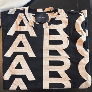 Marc Jacobs Bold Black and Cream Lettered Tee